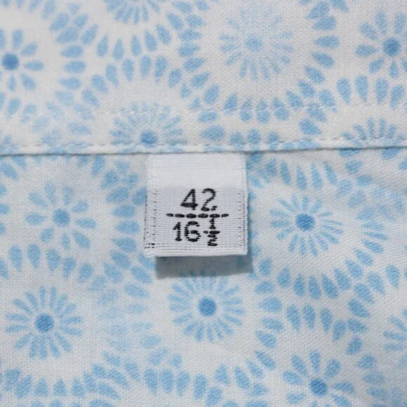 Fedeli NWT Dress Shirt Size 42 16.5 in Blue & White Cotton Blend
